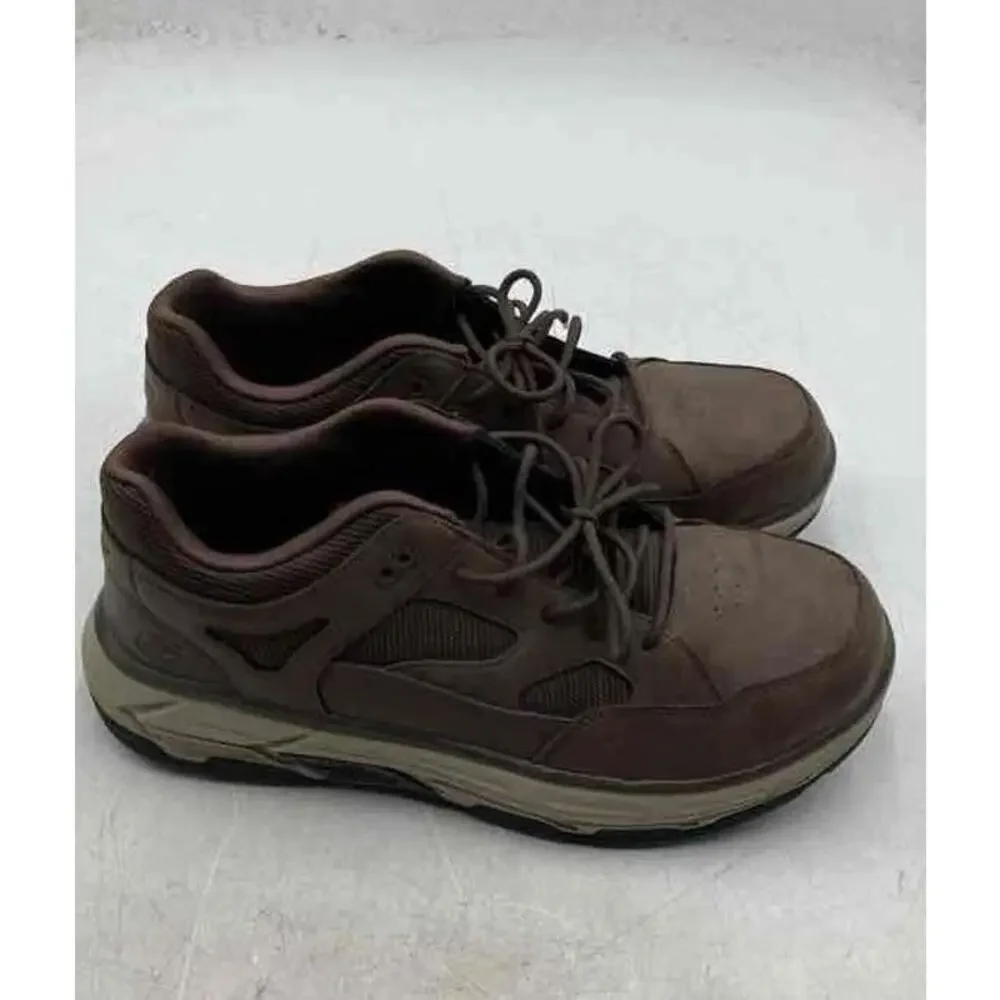 SKECHERS MAX STOUT ST Brown Leather Alloy Toe Work Shoes Men’s Size 14 NWOB